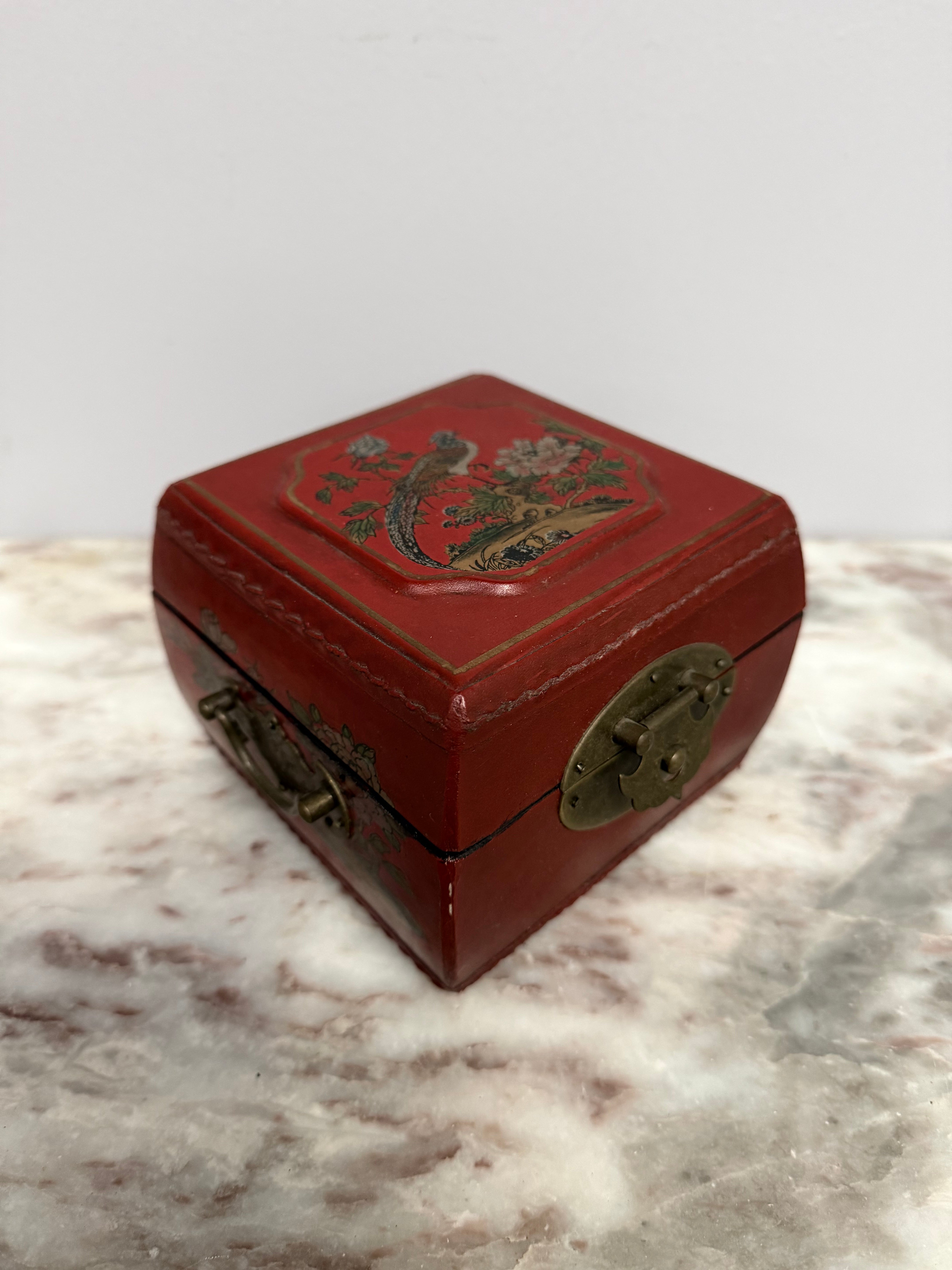 Vintage Chinese Red Lacquer Painters Trinket Box | Antique & Vintage | Moonee Ponds Antiques | Australia Wide Delivery