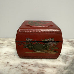 Vintage Chinese Red Lacquer Painters Trinket Box