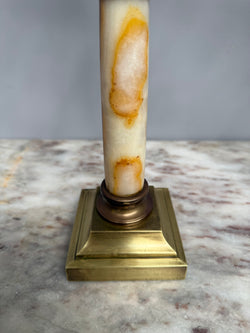 Pair of French Parisian Empire Style Oil Lamps Brass & Onyx Moonee Ponds Antiques