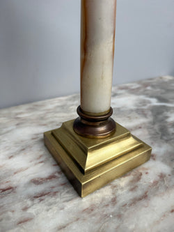 Pair of French Parisian Empire Style Oil Lamps Brass & Onyx Moonee Ponds Antiques