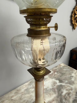 Pair of French Parisian Empire Style Oil Lamps Brass & Onyx Moonee Ponds Antiques