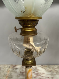 Pair of French Parisian Empire Style Oil Lamps Brass & Onyx Moonee Ponds Antiques