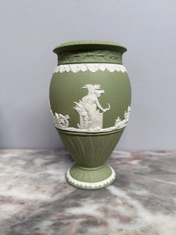 Pair Wedgwood Sage Green Vases Moonee Ponds Antiques