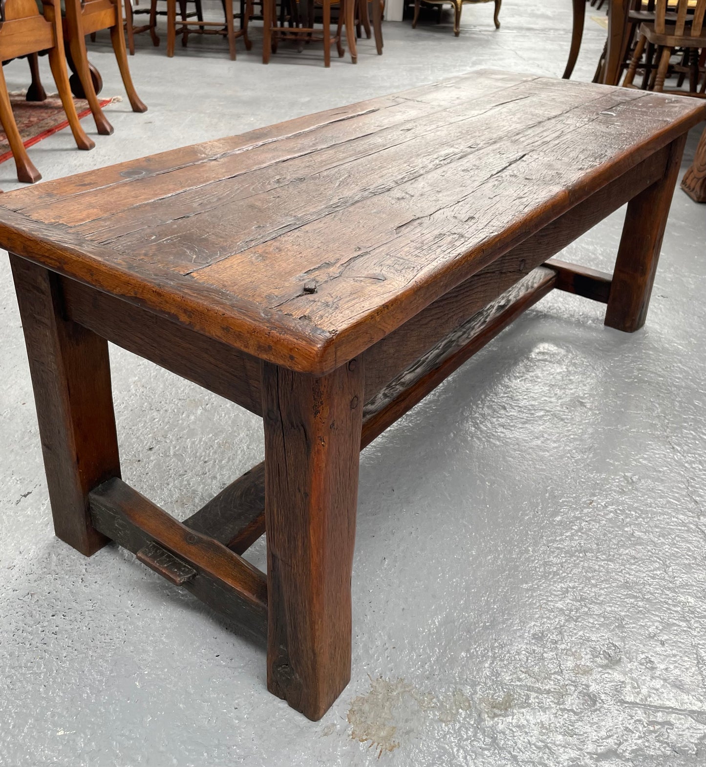 Rustic Narrow Reclaimed French Oak Coffee Table