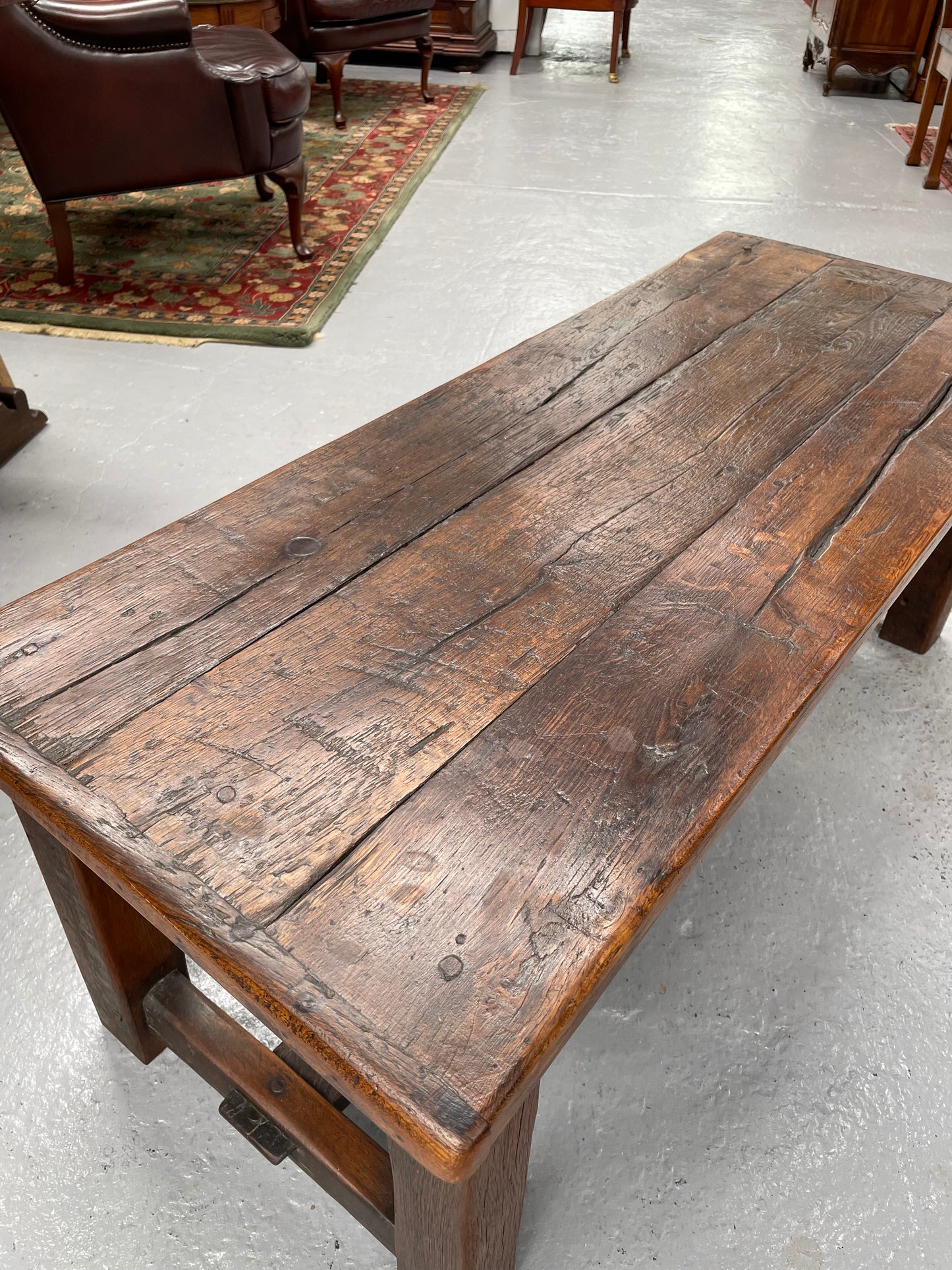 Rustic Narrow Reclaimed French Oak Coffee Table