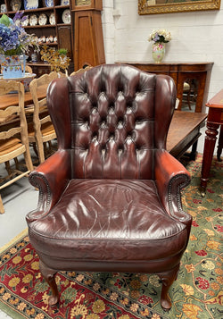 Leather Moran Button Back & Wing Back Armchair | Antique & Vintage | Moonee Ponds Antiques | Australia Wide Delivery