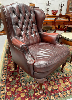 Leather Moran Button Back & Wing Back Armchair | Antique & Vintage | Moonee Ponds Antiques | Australia Wide Delivery