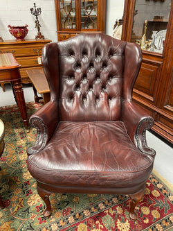 Leather Moran Button Back & Wing Back Armchair | Antique & Vintage | Moonee Ponds Antiques | Australia Wide Delivery
