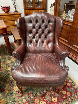 Leather Moran Button Back & Wing Back Armchair | Antique & Vintage | Moonee Ponds Antiques | Australia Wide Delivery