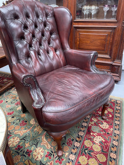 Leather Moran Button Back & Wing Back Armchair | Antique & Vintage | Moonee Ponds Antiques | Australia Wide Delivery