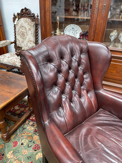 Leather Moran Button Back & Wing Back Armchair | Antique & Vintage | Moonee Ponds Antiques | Australia Wide Delivery
