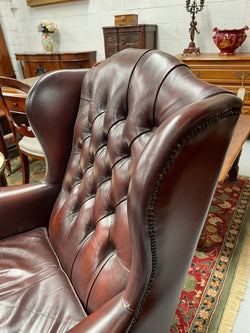 Leather Moran Button Back & Wing Back Armchair | Antique & Vintage | Moonee Ponds Antiques | Australia Wide Delivery
