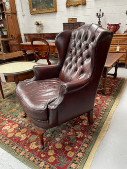 Leather Moran Button Back & Wing Back Armchair | Antique & Vintage | Moonee Ponds Antiques | Australia Wide Delivery