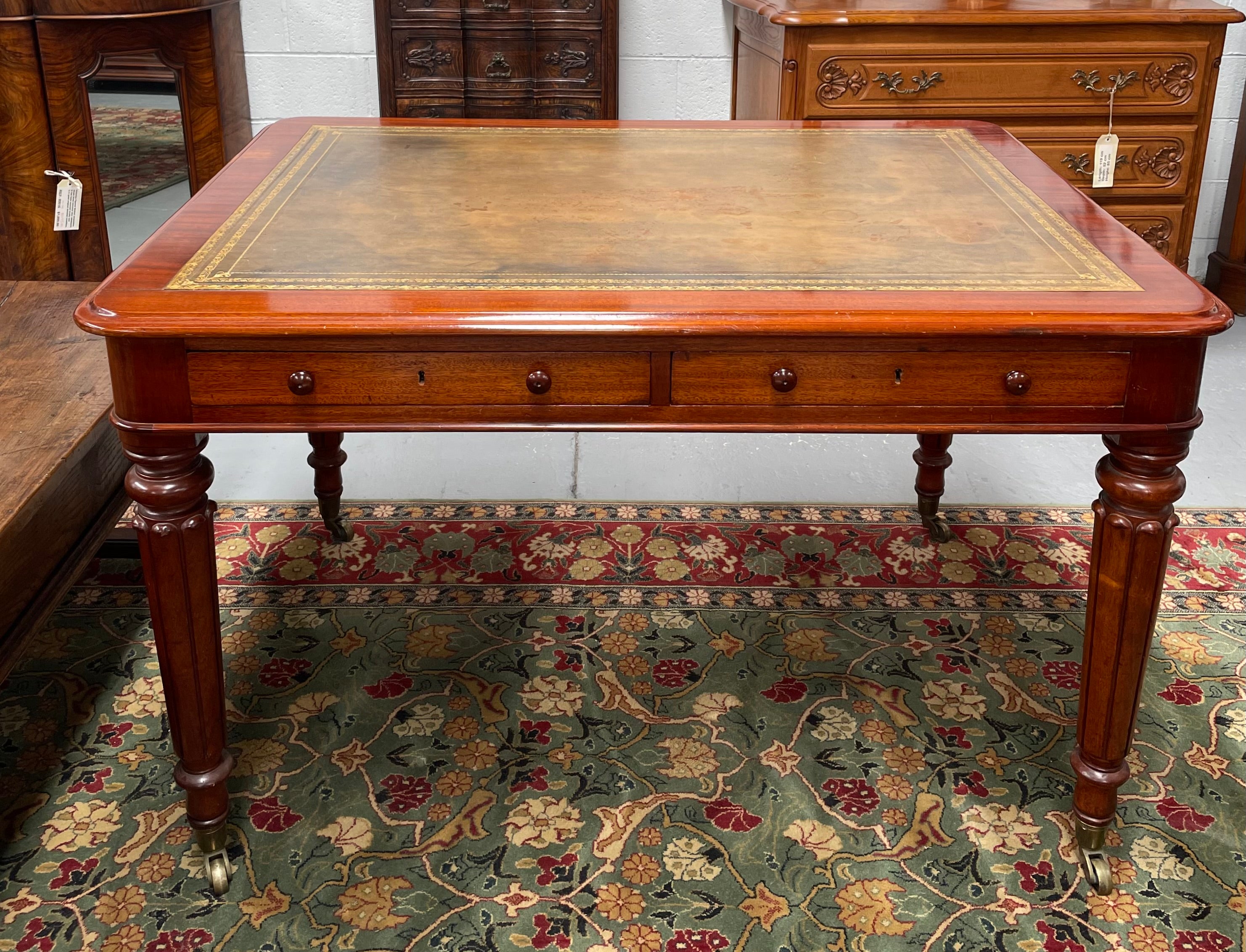 Victorian Mahogany Faux Partner Desk | Antique & Vintage | Moonee Ponds Antiques | Australia Wide Delivery