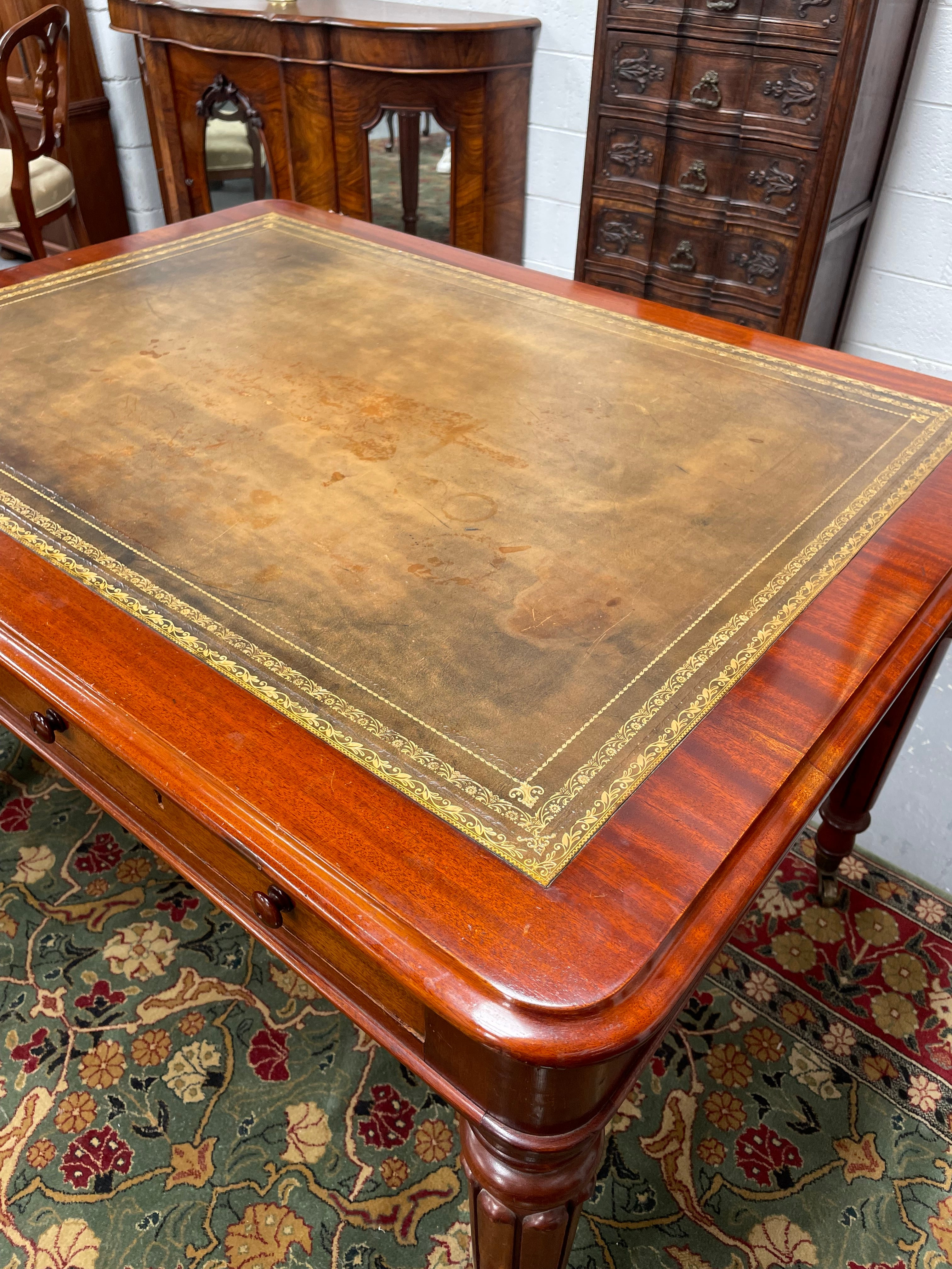 Victorian Mahogany Faux Partner Desk | Antique & Vintage | Moonee Ponds Antiques | Australia Wide Delivery
