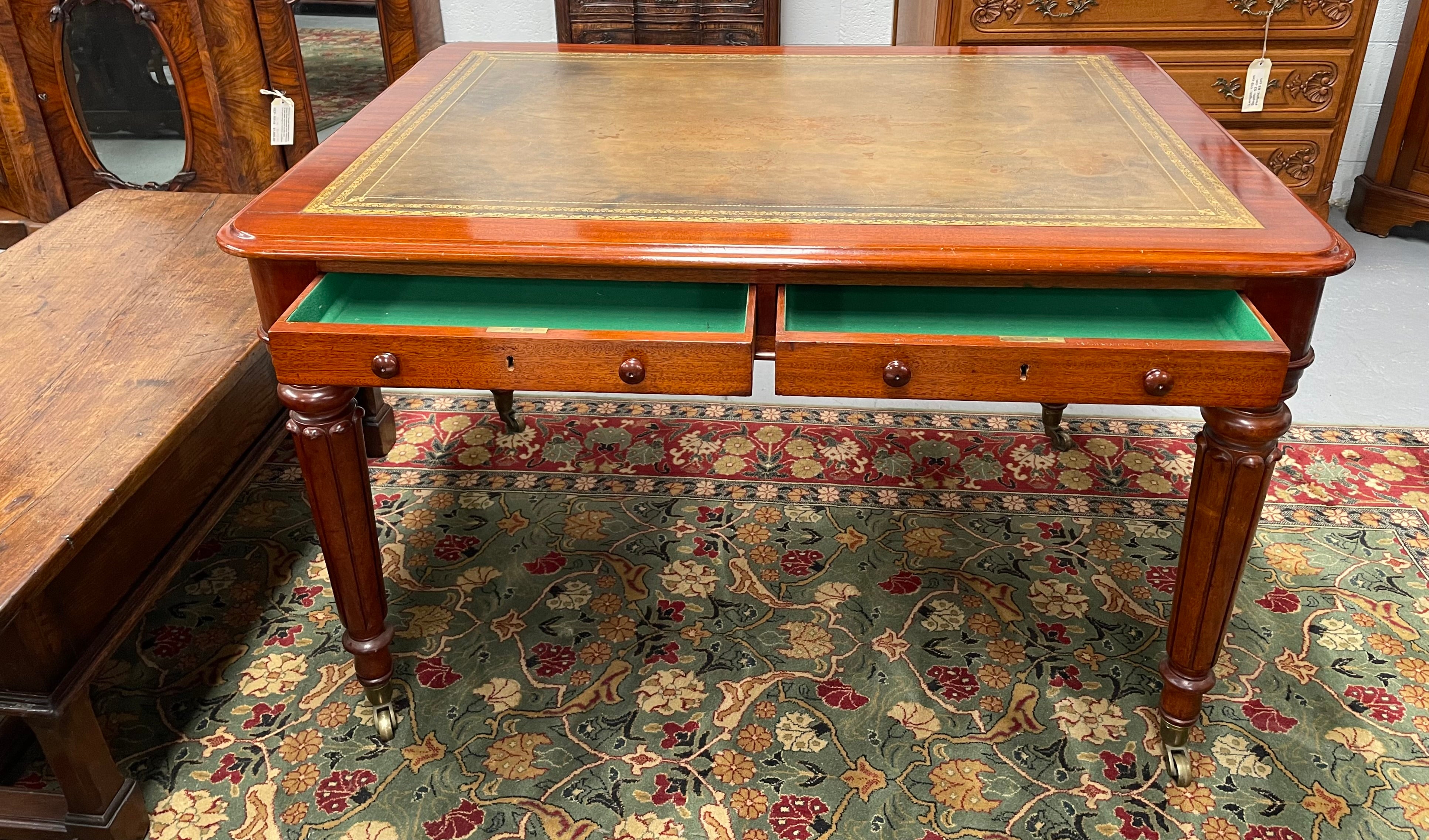 Victorian Mahogany Faux Partner Desk | Antique & Vintage | Moonee Ponds Antiques | Australia Wide Delivery
