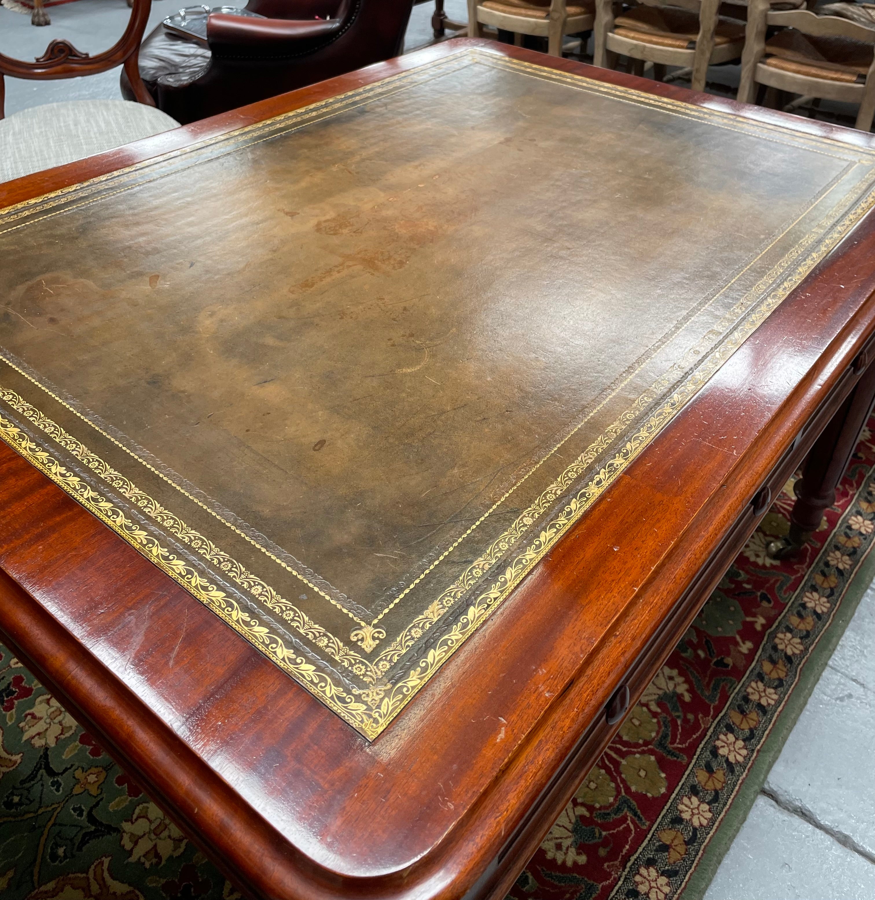 Victorian Mahogany Faux Partner Desk | Antique & Vintage | Moonee Ponds Antiques | Australia Wide Delivery