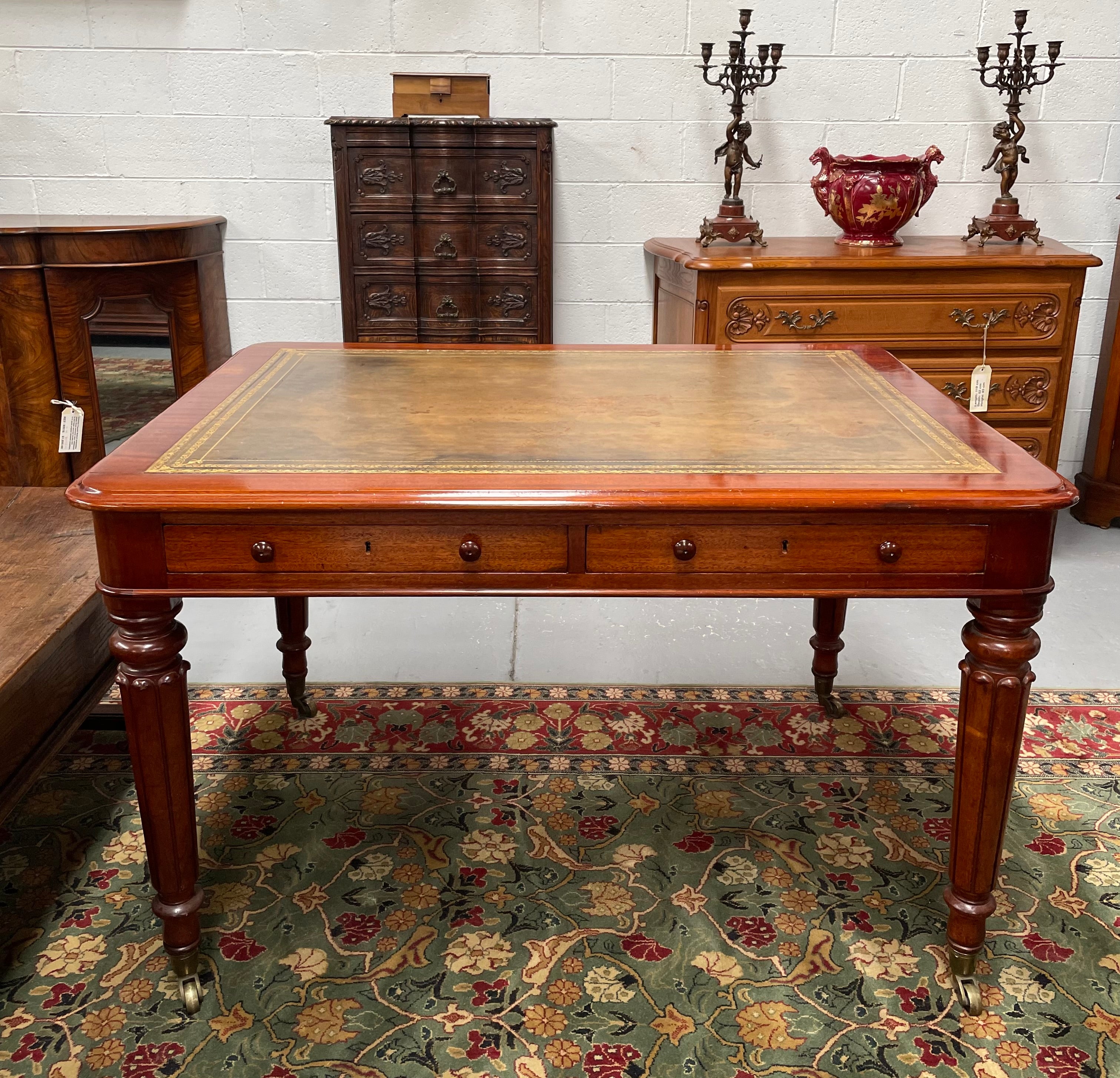 Victorian Mahogany Faux Partner Desk | Antique & Vintage | Moonee Ponds Antiques | Australia Wide Delivery
