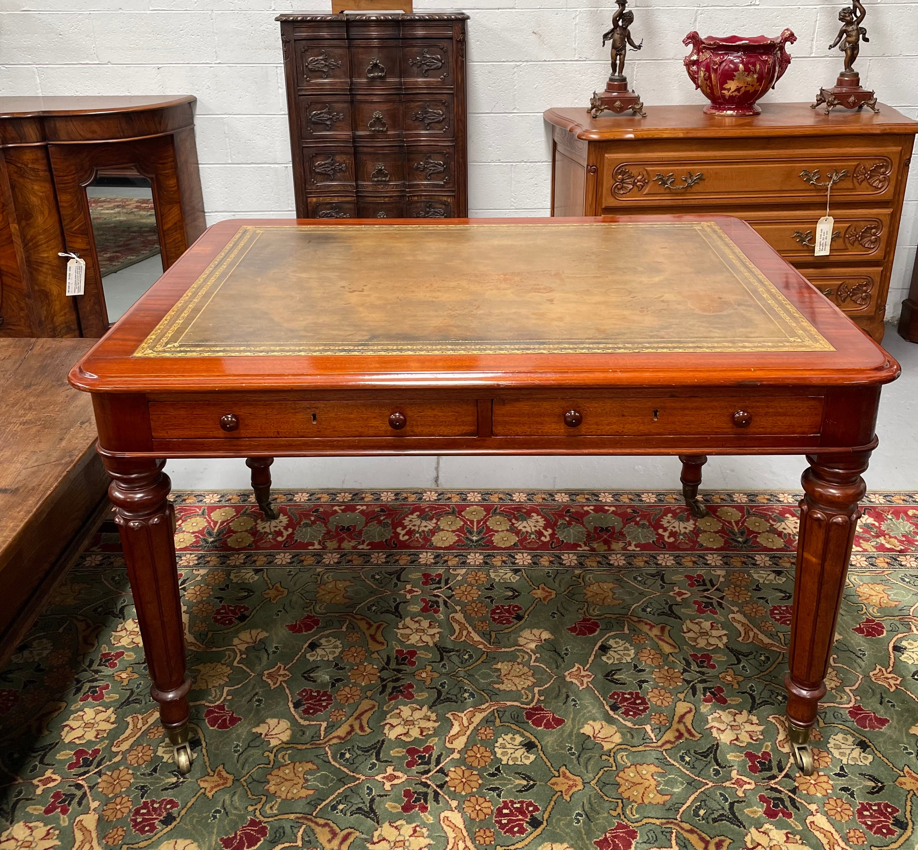Victorian Mahogany Faux Partner Desk | Antique & Vintage | Moonee Ponds Antiques | Australia Wide Delivery