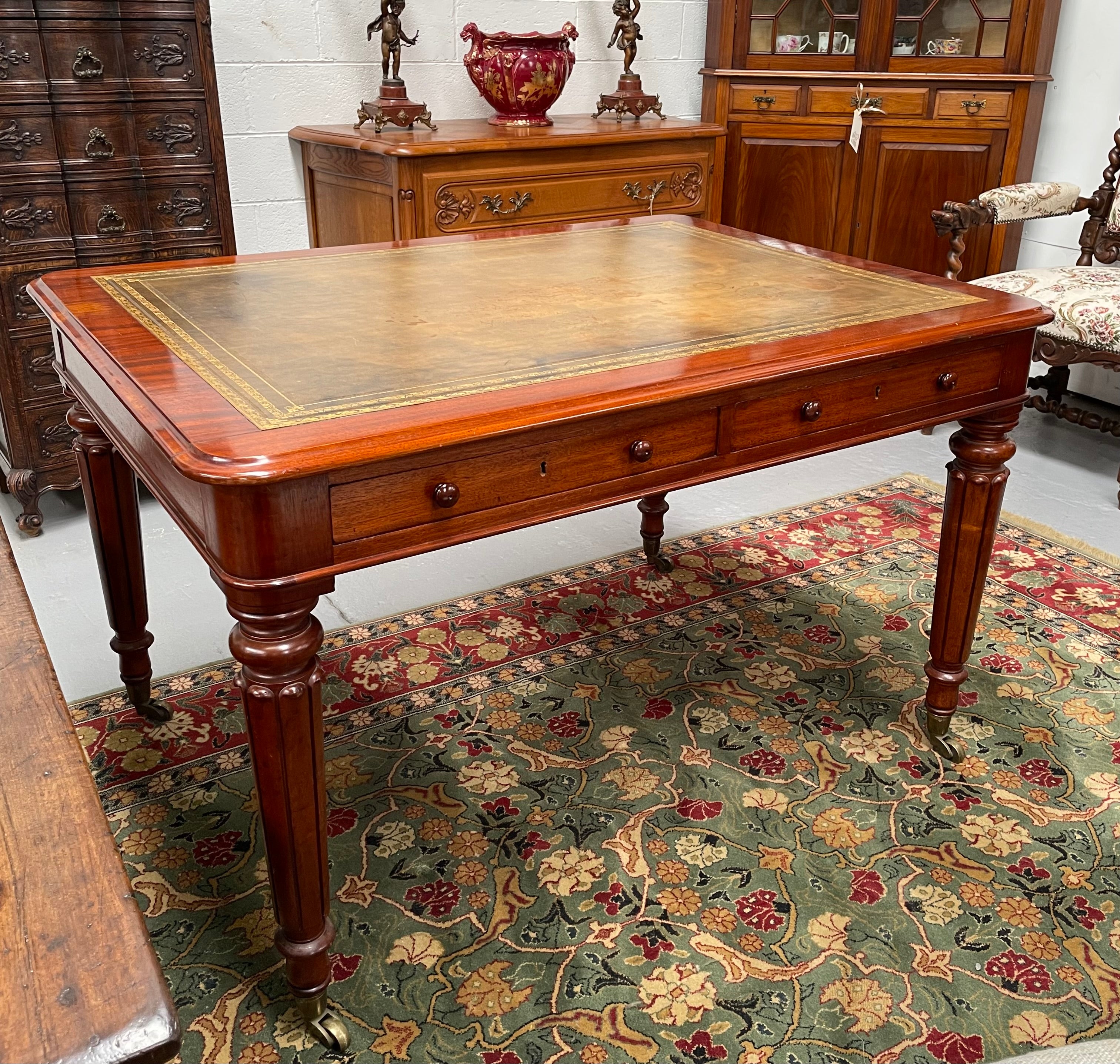 Victorian Mahogany Faux Partner Desk | Antique & Vintage | Moonee Ponds Antiques | Australia Wide Delivery