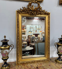 Compact Late 19th Century French Gilt Framed Wall Mirror Featuring Carved Birds | Antique & Vintage | Moonee Ponds Antiques | Australia Wide Delivery
