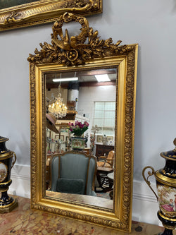 Compact Late 19th Century French Gilt Framed Wall Mirror Featuring Carved Birds | Antique & Vintage | Moonee Ponds Antiques | Australia Wide Delivery