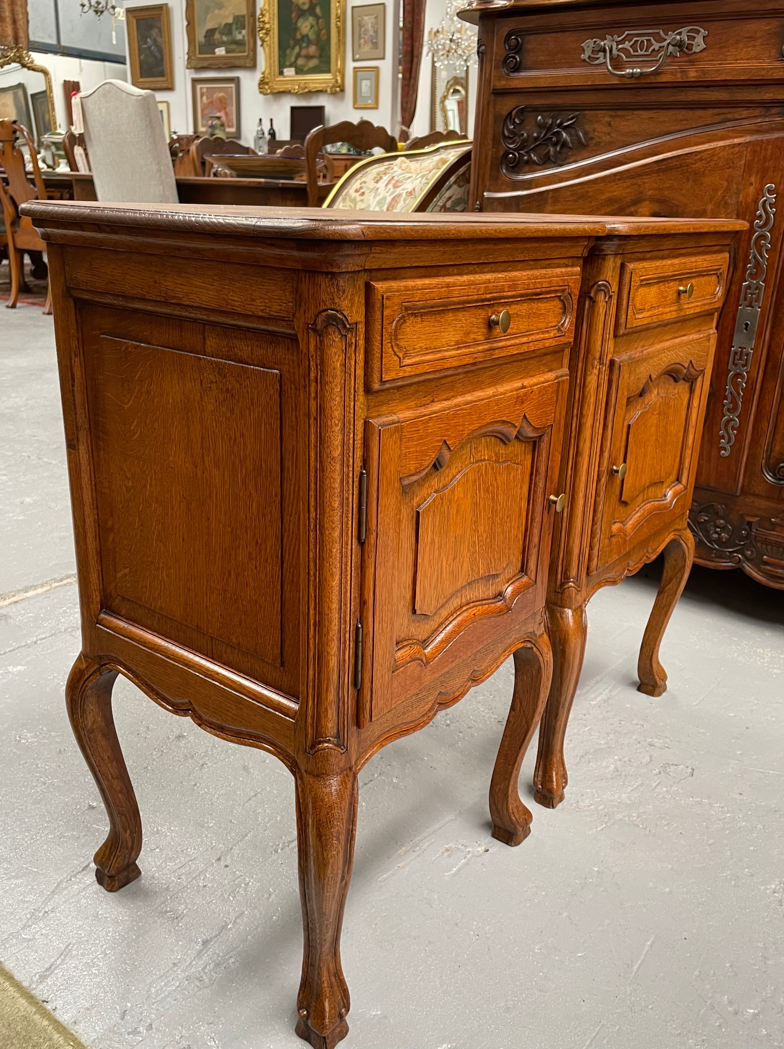 Lovely French Provincial Oak Bedside Cabinets | Antique & Vintage | Moonee Ponds Antiques | Australia Wide Delivery
