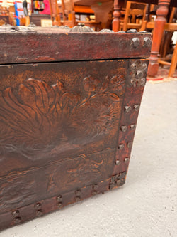 Victorian Arts & Crafts Leather Embossed Trunk | Antique & Vintage | Moonee Ponds Antiques | Australia Wide Delivery