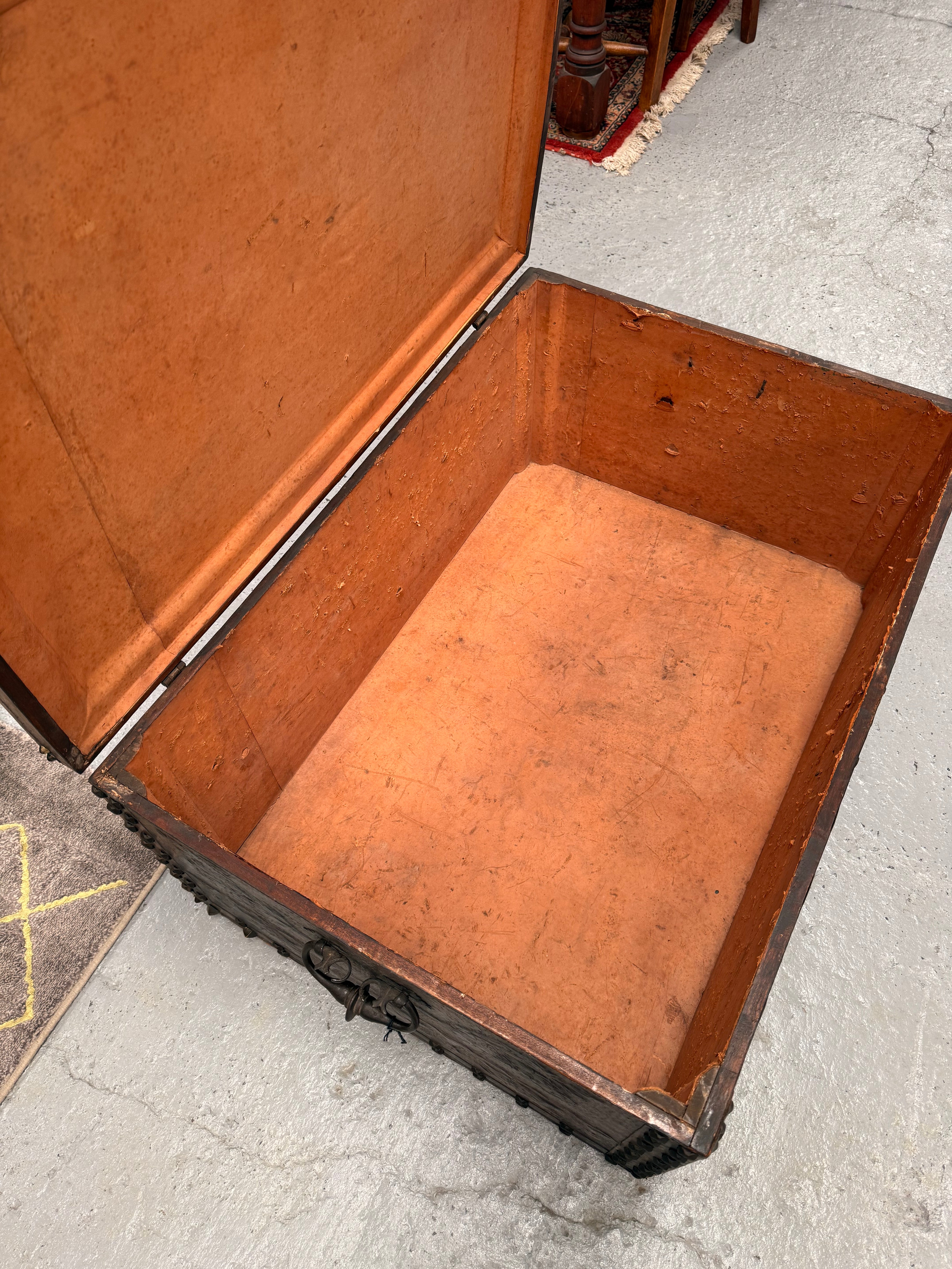 Victorian Arts & Crafts Leather Embossed Trunk | Antique & Vintage | Moonee Ponds Antiques | Australia Wide