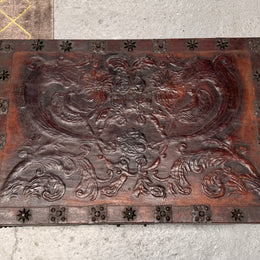 Victorian Arts & Crafts Leather Embossed Trunk