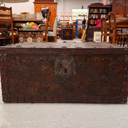 Victorian Arts & Crafts Leather Embossed Trunk