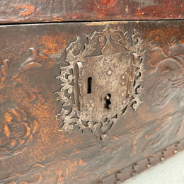 Victorian Arts & Crafts Leather Embossed Trunk