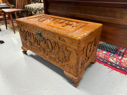 Vintage Carved Camphorwood Chest On Four Lion Feet | Antique & Vintage | Moonee Ponds Antiques | Australia Wide Delivery
