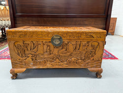 Vintage Carved Camphorwood Chest On Four Lion Feet | Antique & Vintage | Moonee Ponds Antiques | Australia Wide Delivery