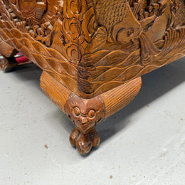 Vintage Carved Camphorwood Chest On Four Lion Feet