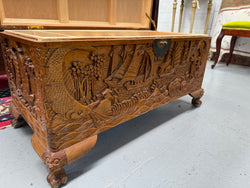 Vintage Carved Camphorwood Chest On Four Lion Feet | Antique & Vintage | Moonee Ponds Antiques | Australia Wide Delivery