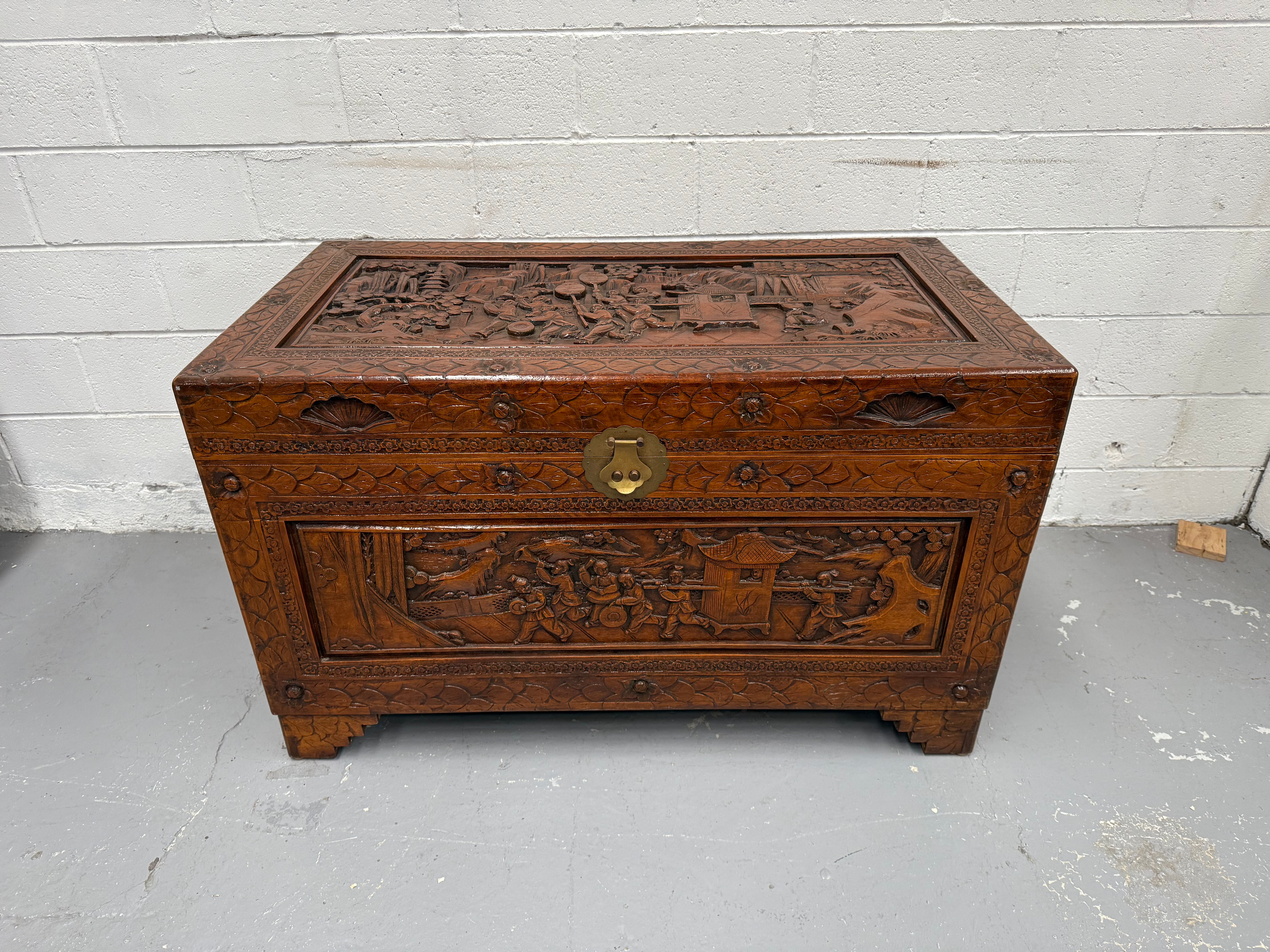 Large Vintage Oriental Carved Camphor Wood Chest | Antique & Vintage | Moonee Ponds Antiques | Australia Wide Delivery
