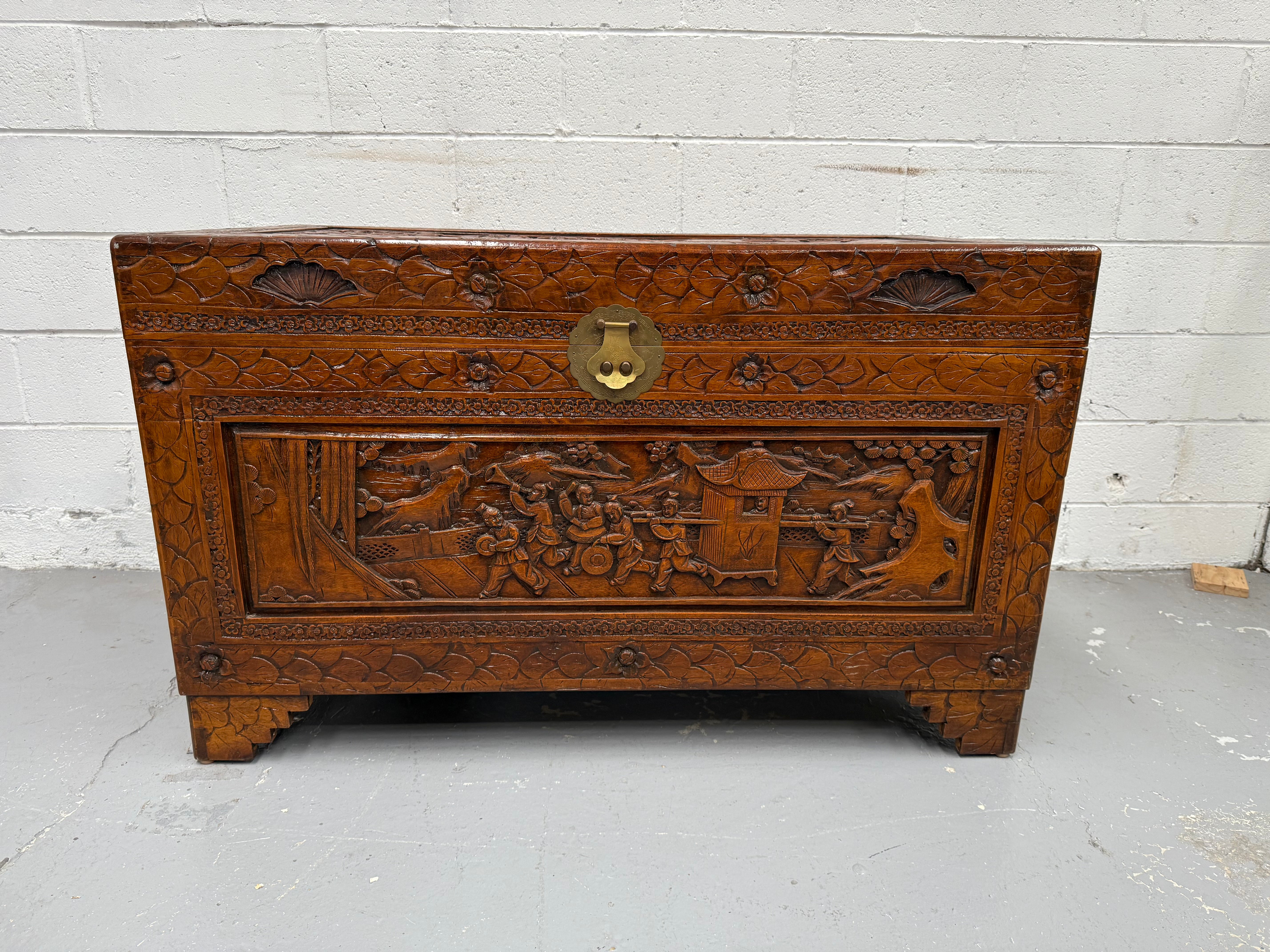 Large Vintage Oriental Carved Camphor Wood Chest | Antique & Vintage | Moonee Ponds Antiques | Australia Wide Delivery