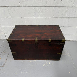 Antique Brass Bound Mahogany Sea Chest