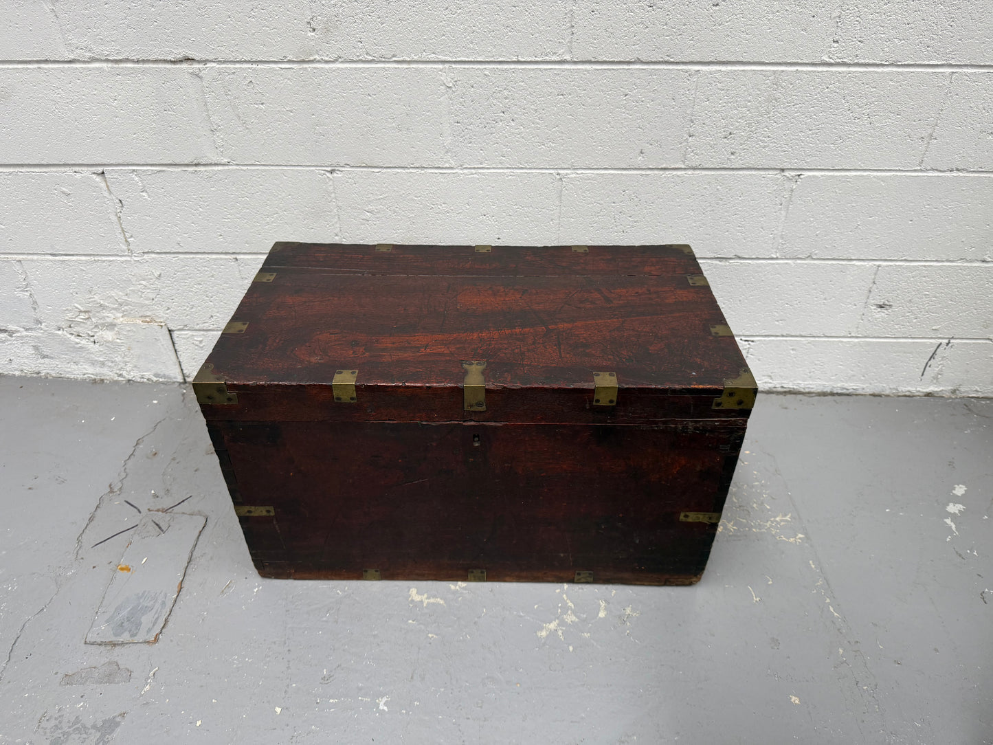 Antique Brass Bound Mahogany Sea Chest