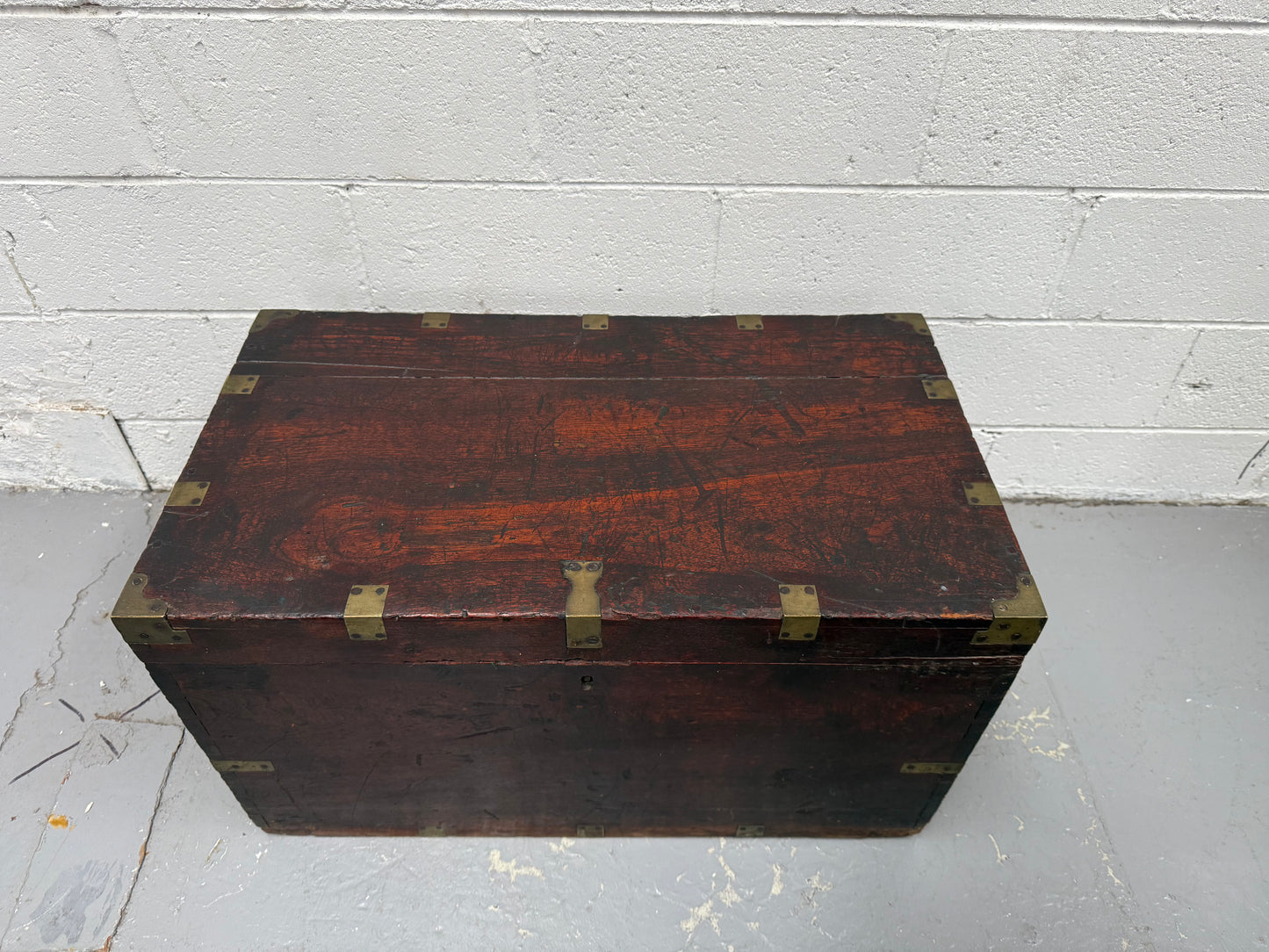 Antique Brass Bound Mahogany Sea Chest