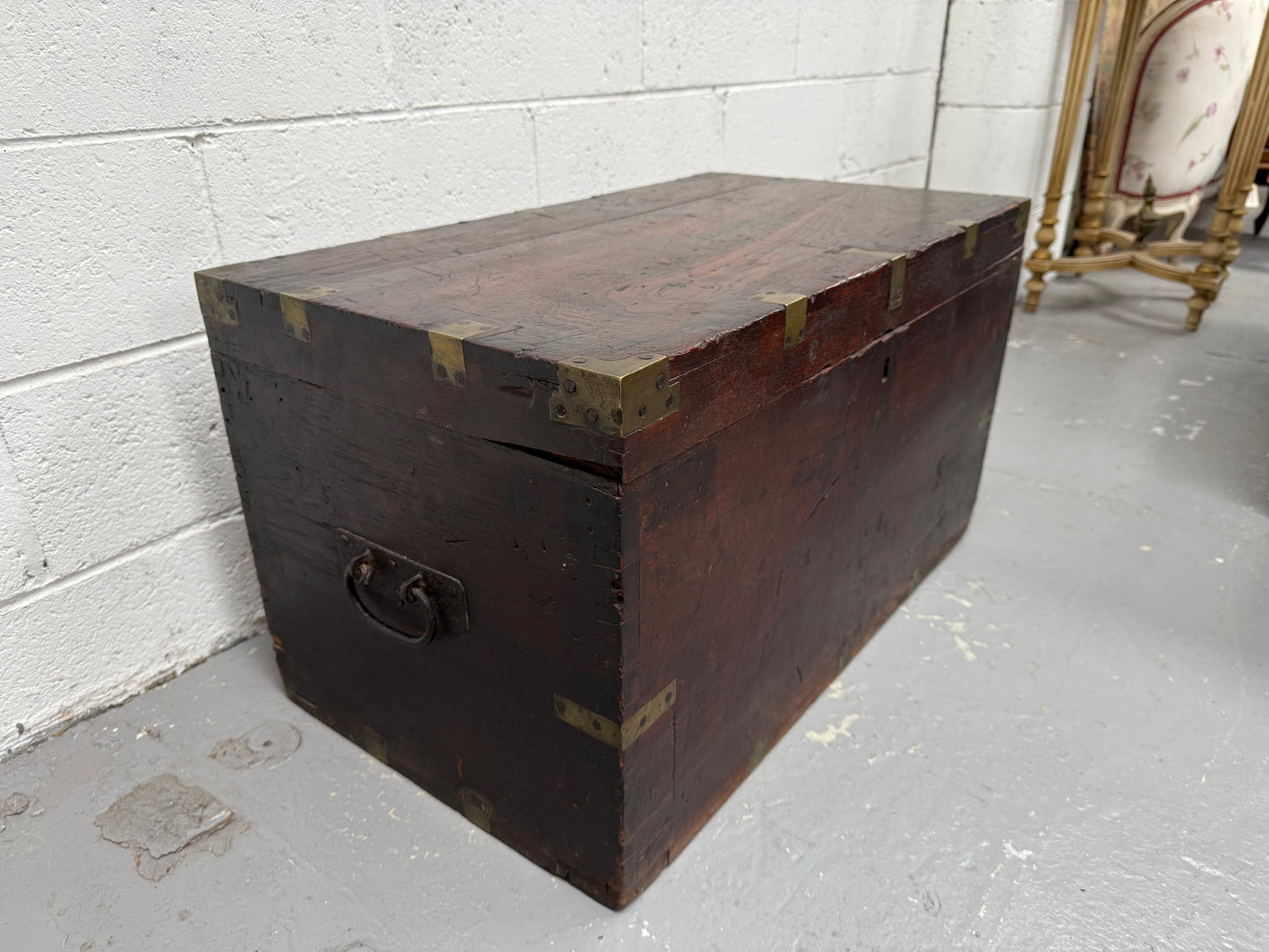 Antique Brass Bound Mahogany Sea Chest