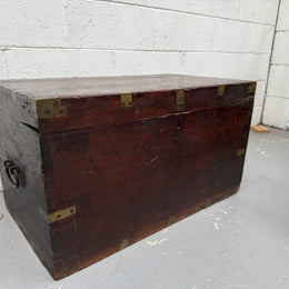 Antique Brass Bound Mahogany Sea Chest