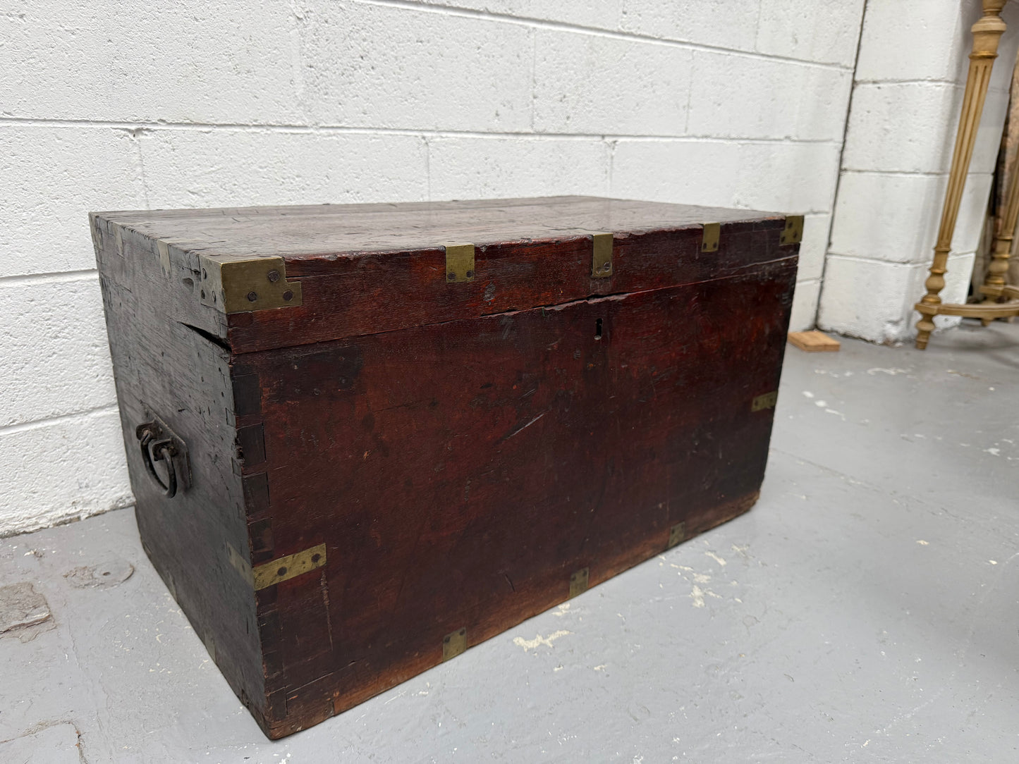 Antique Brass Bound Mahogany Sea Chest