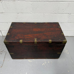 Antique Brass Bound Mahogany Sea Chest