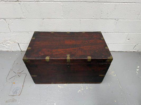 Antique Brass Bound Mahogany Sea Chest