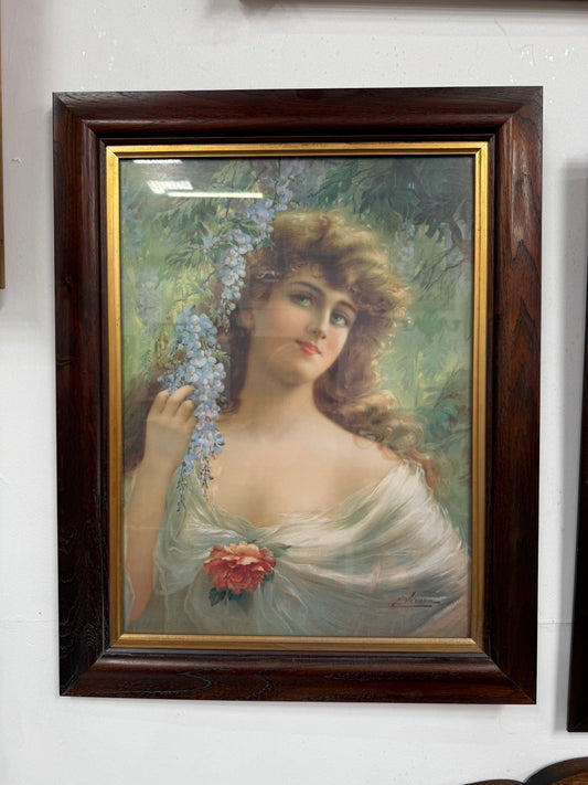 Beautiful Oleograph Picture of a Lady
