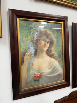 Beautiful Oleograph Picture of a Lady | Antique & Vintage | Moonee Ponds Antiques | Australia Wide Delivery