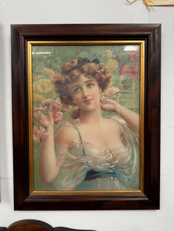 Beautiful Framed Oleograph Picture of a Lady | Antique & Vintage | Moonee Ponds Antiques | Australia Wide Delivery