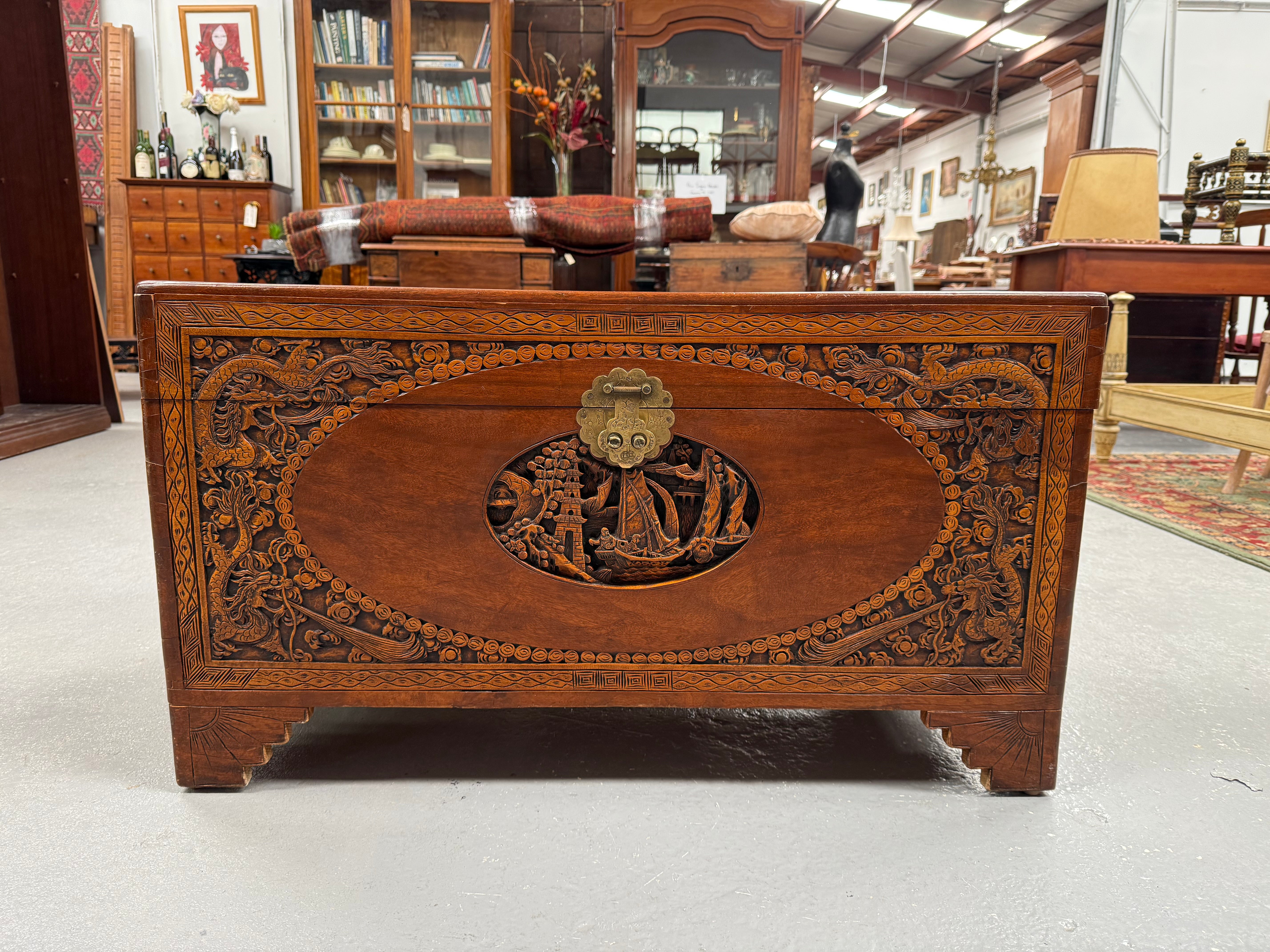 Vintage Carved Camphorwood Chest Circa: 1930's